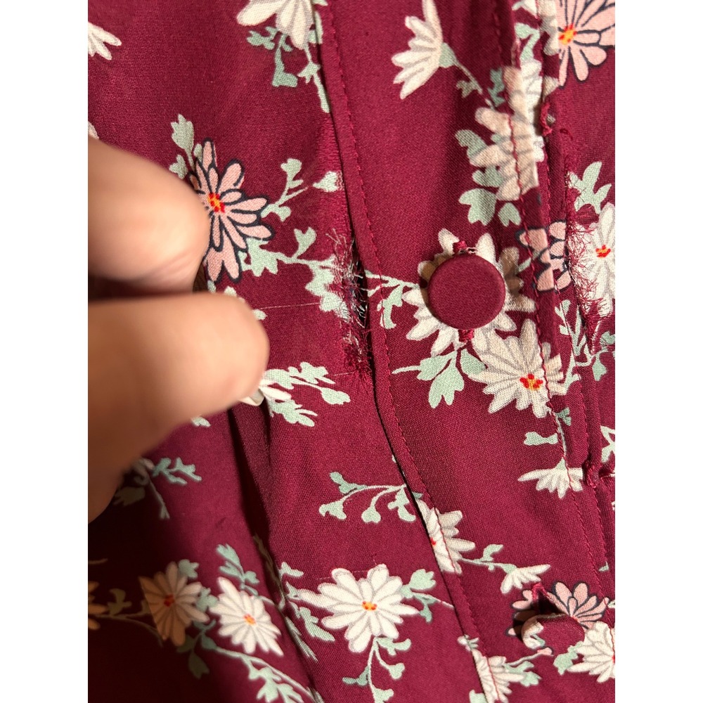Cinq a Sept Burgundy Nathalia Floral Silk Asymmetrical Midi Dress 10 Mixed Print - Picture 3 of 12